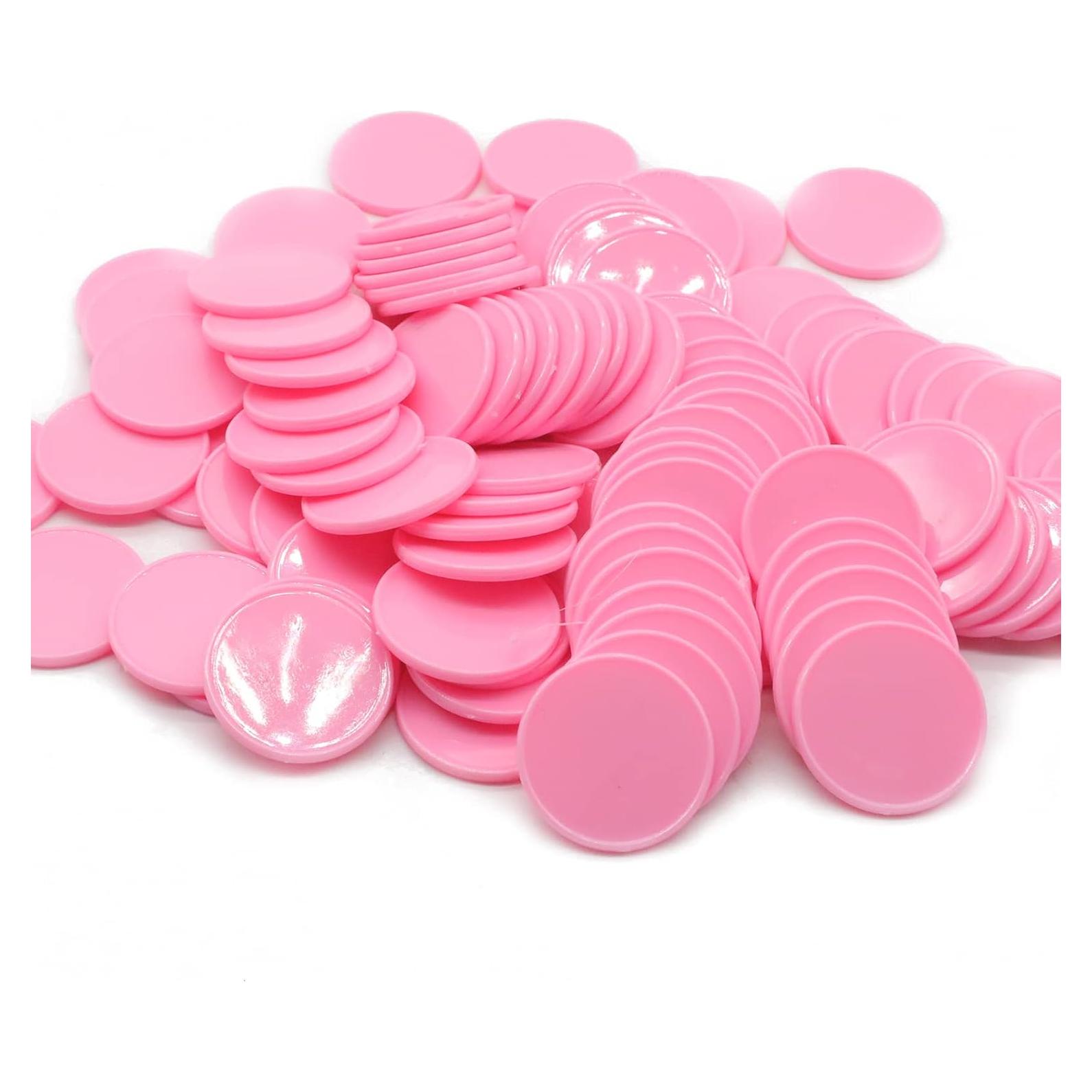 Juego de 100 Fichas de Plástico Rosa para Aprendizaje 25 mm