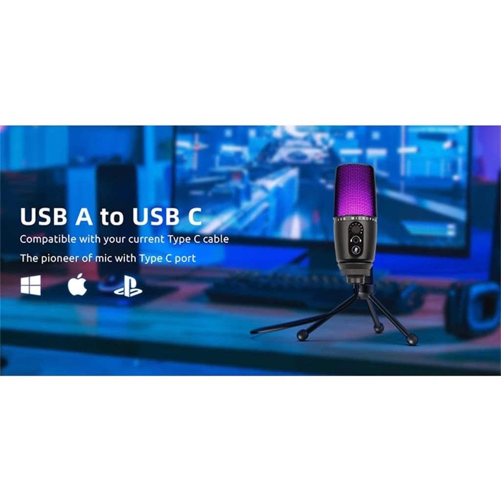 Micrófono de Condensador USB MSUDGH con Luz RGB 20 kHz