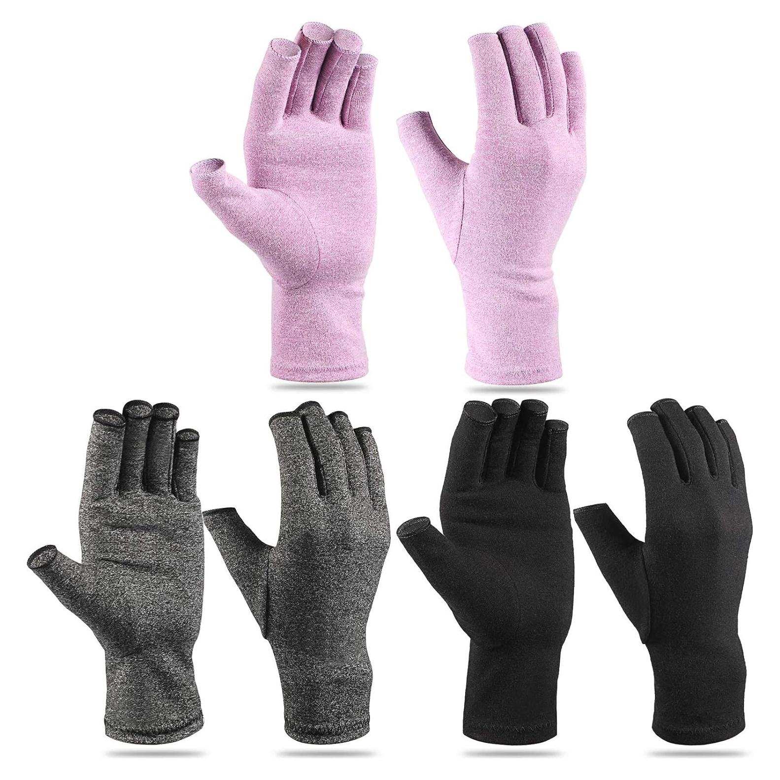 Guantes de Compresión sin Dedos Geyoga para Artritis - 3 Pares