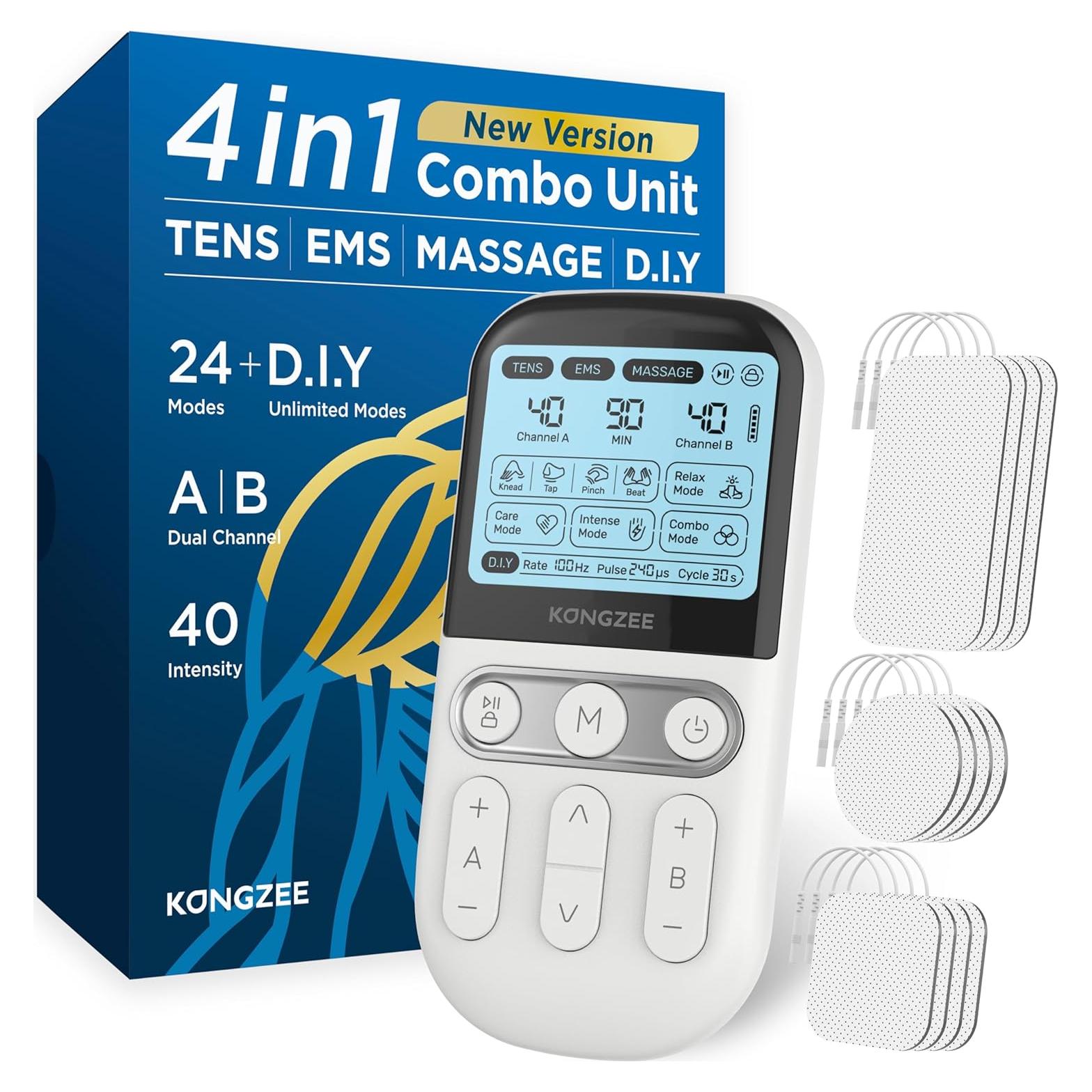 Estimulador Muscular 4 en 1 TENS EMS KONGZEE Blanco