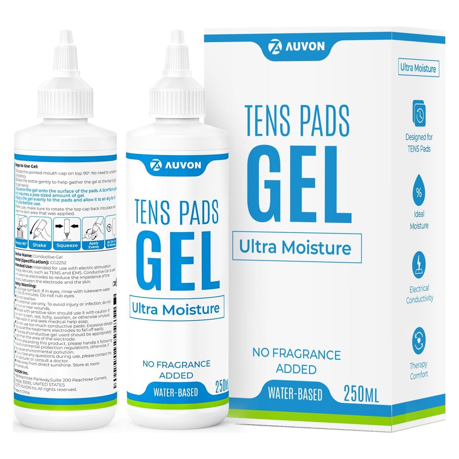 Gel Conductivo AUVON 2 x 250ml para Almohadillas TENS