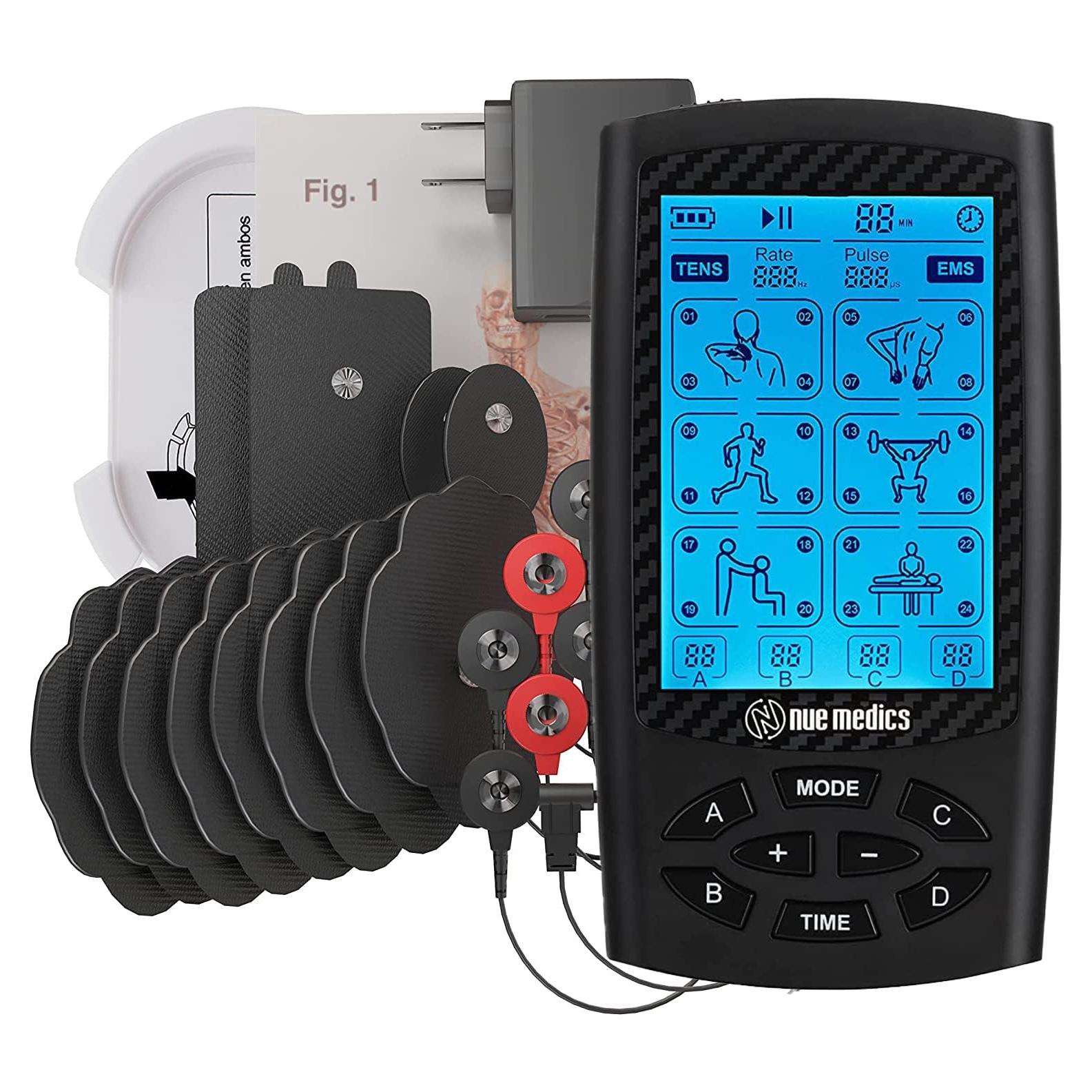 Unidad TENS EMS NueMedics 4 Canales, Alivio Dolor, 24 Modos
