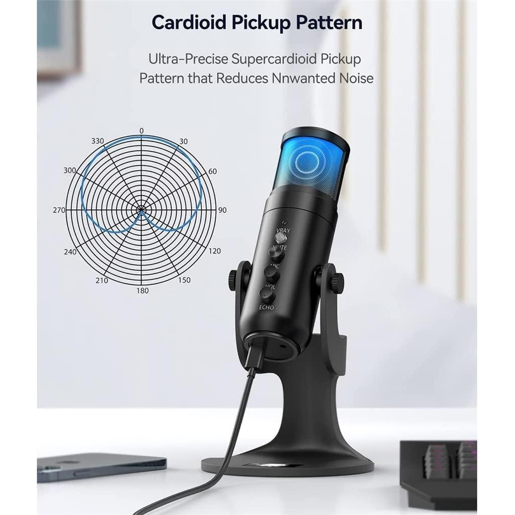 Micrófono USB Profesional MSUDGH con Iluminación RGB