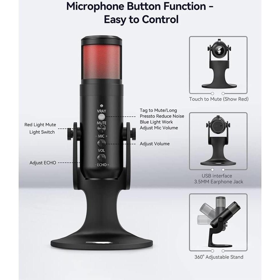 Micrófono USB Profesional MSUDGH con Iluminación RGB