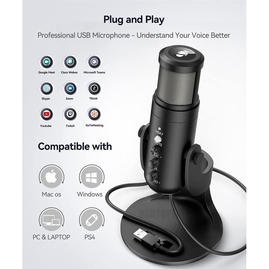 Micrófono USB Profesional MSUDGH con Iluminación RGB
