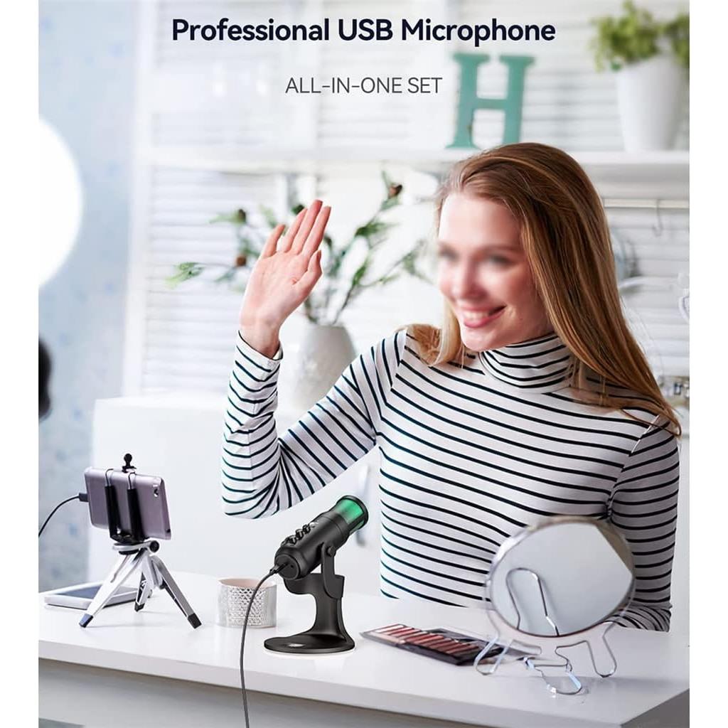 Micrófono USB Profesional MSUDGH con Iluminación RGB