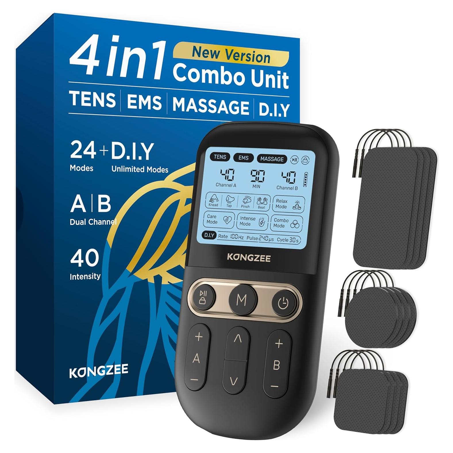 Estimulador Muscular 4 en 1 Kongzee TENS EMS Recargable