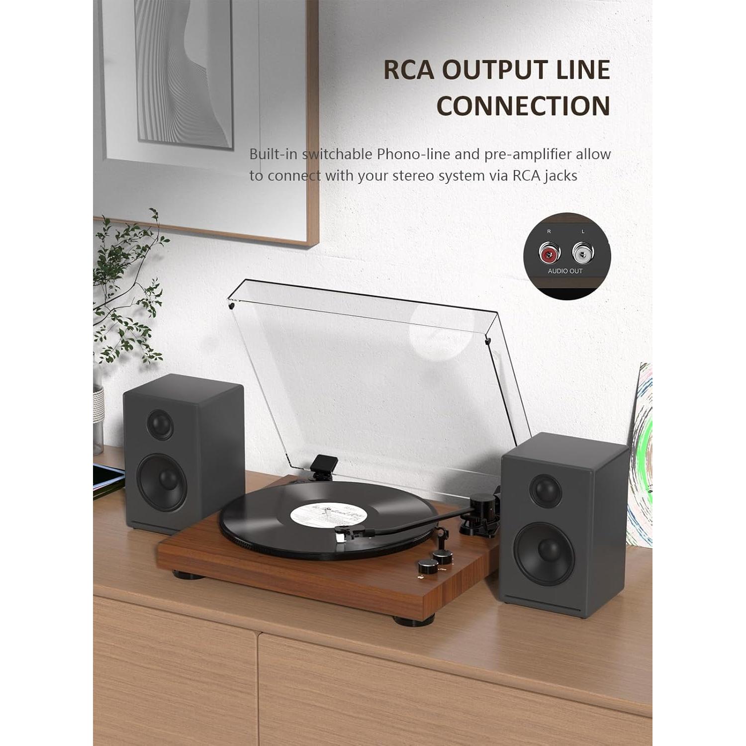 Tocadiscos Bluetooth RetroAudio 2 Velocidades RCA 33/45 RPM