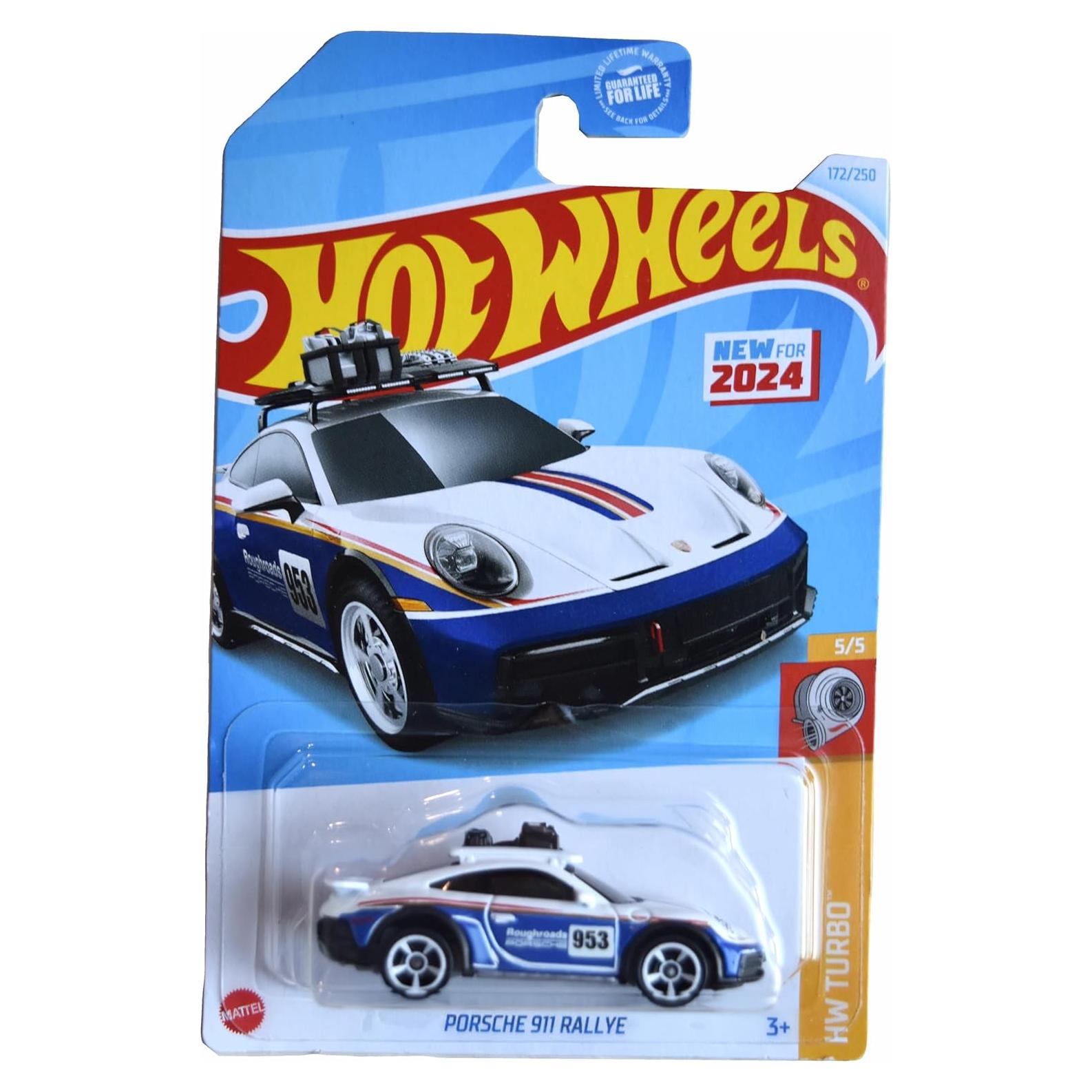 Hot Wheels Porsche 911 Rallye 1:64 Mattel Blanco/Azul