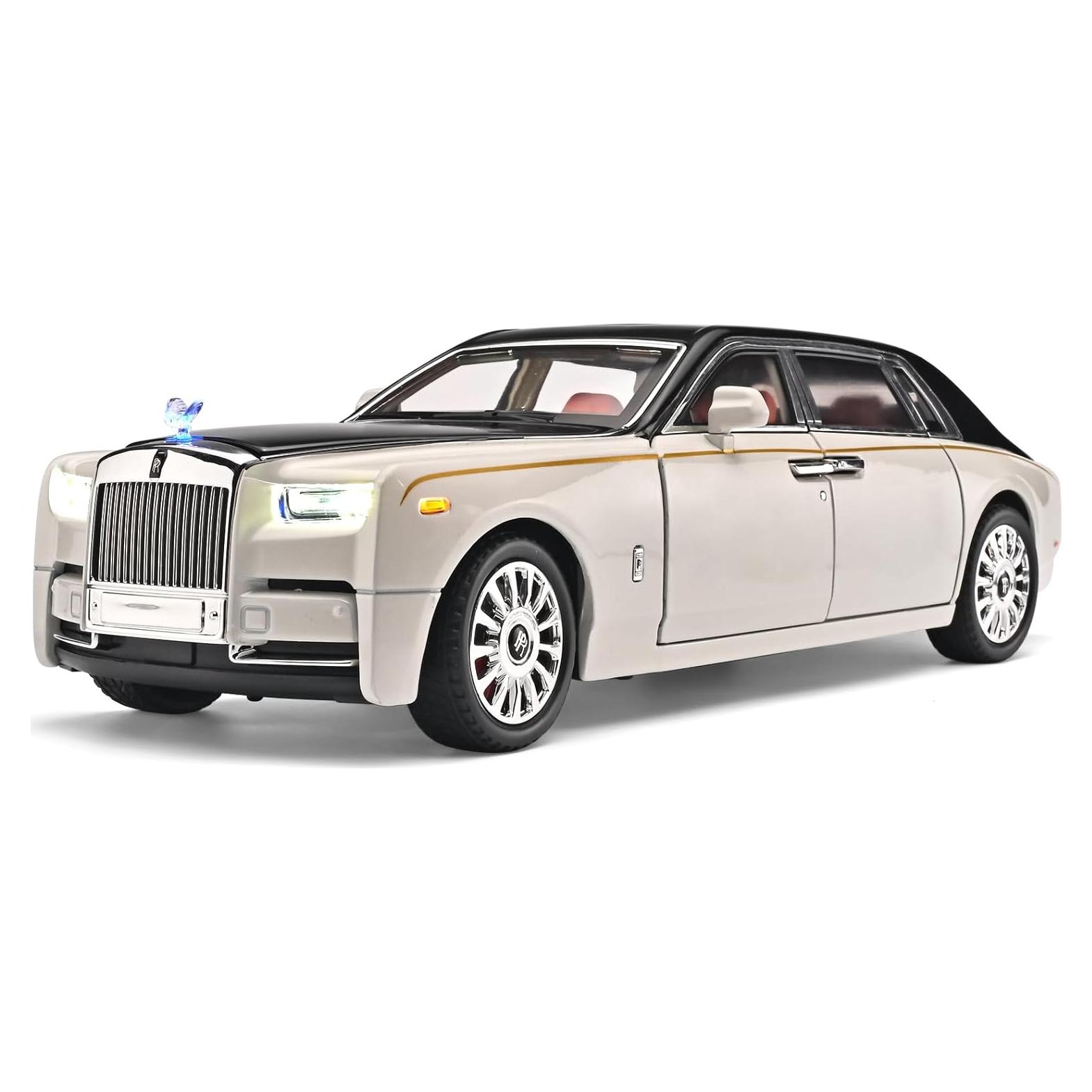 Coche de Juguete de Metal Fundido OANMYJJO 1:18 Blanco con Luz y Sonido