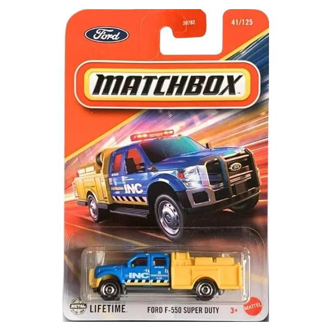 Coche de Juguete Matchbox Ford F-550 Super Duty 1:64 Azul/Amarillo