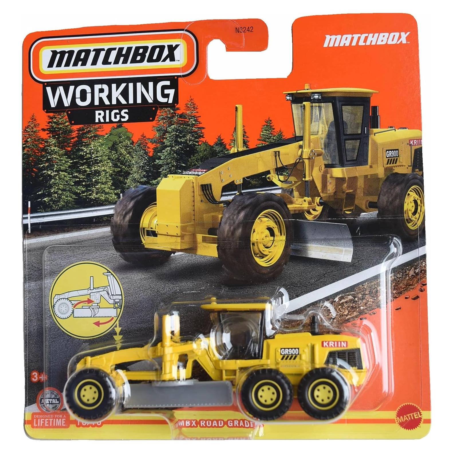 Niveladora Matchbox 2023 - Vehículo de Trabajo Amarillo