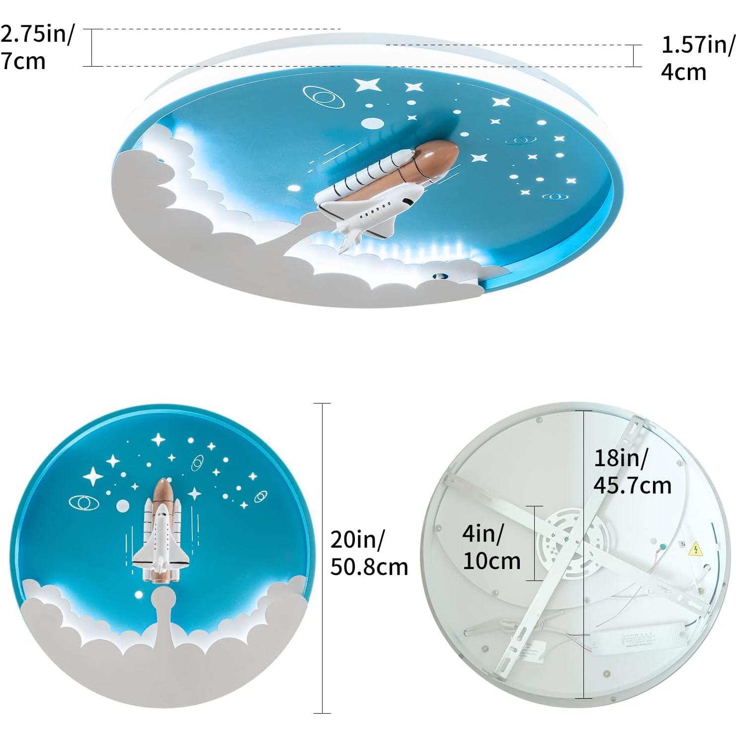 Lámpara de Techo LED Cohete Azul Shine LUEST 48x48cm