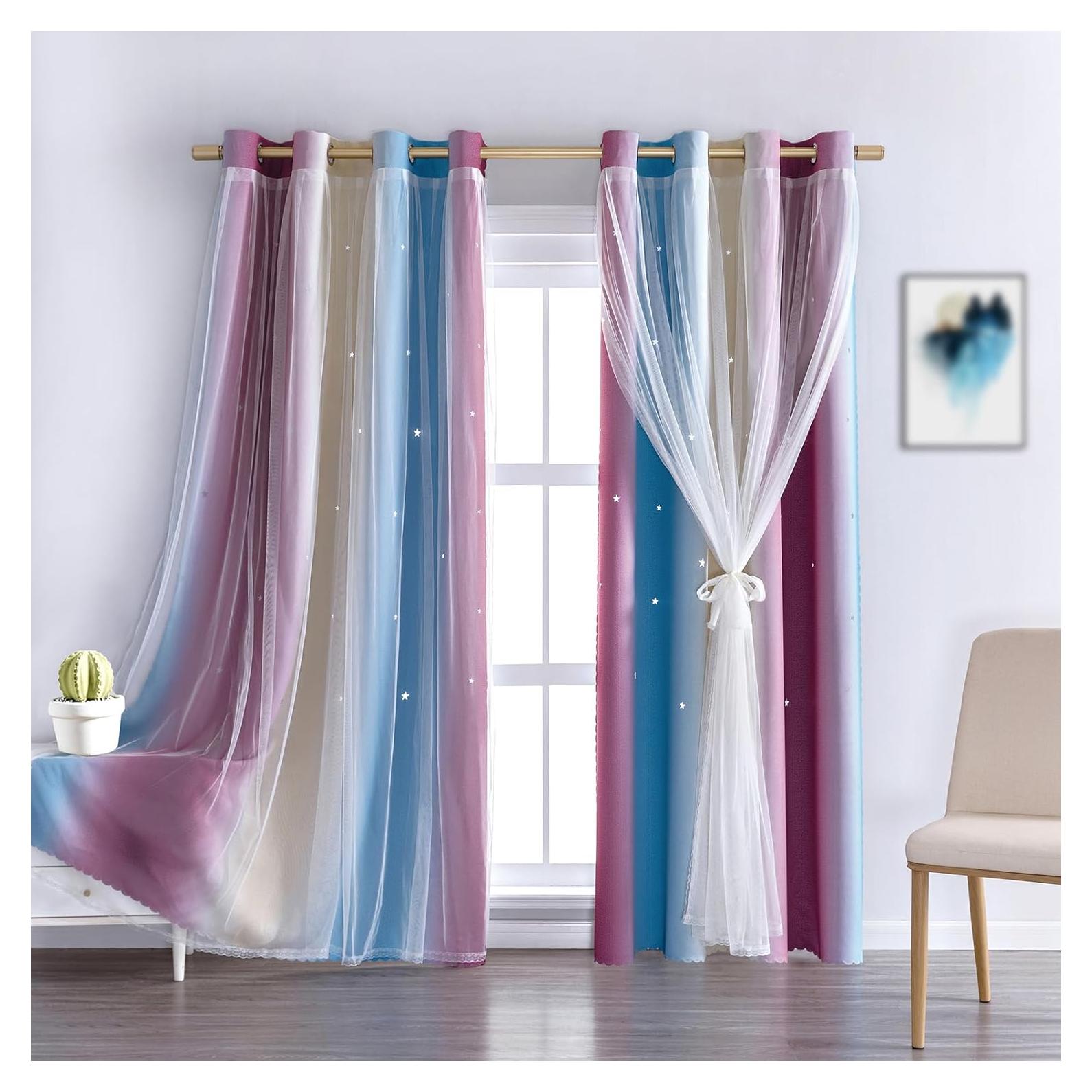 Cortinas Opacas Anytime para Niñas 52x240 cm Color Púrpura