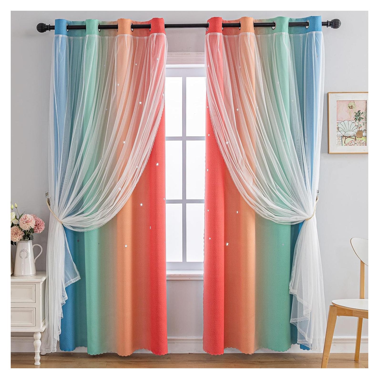 Cortina Opaca Anytime Arcoíris 1 Panel 132x160 cm