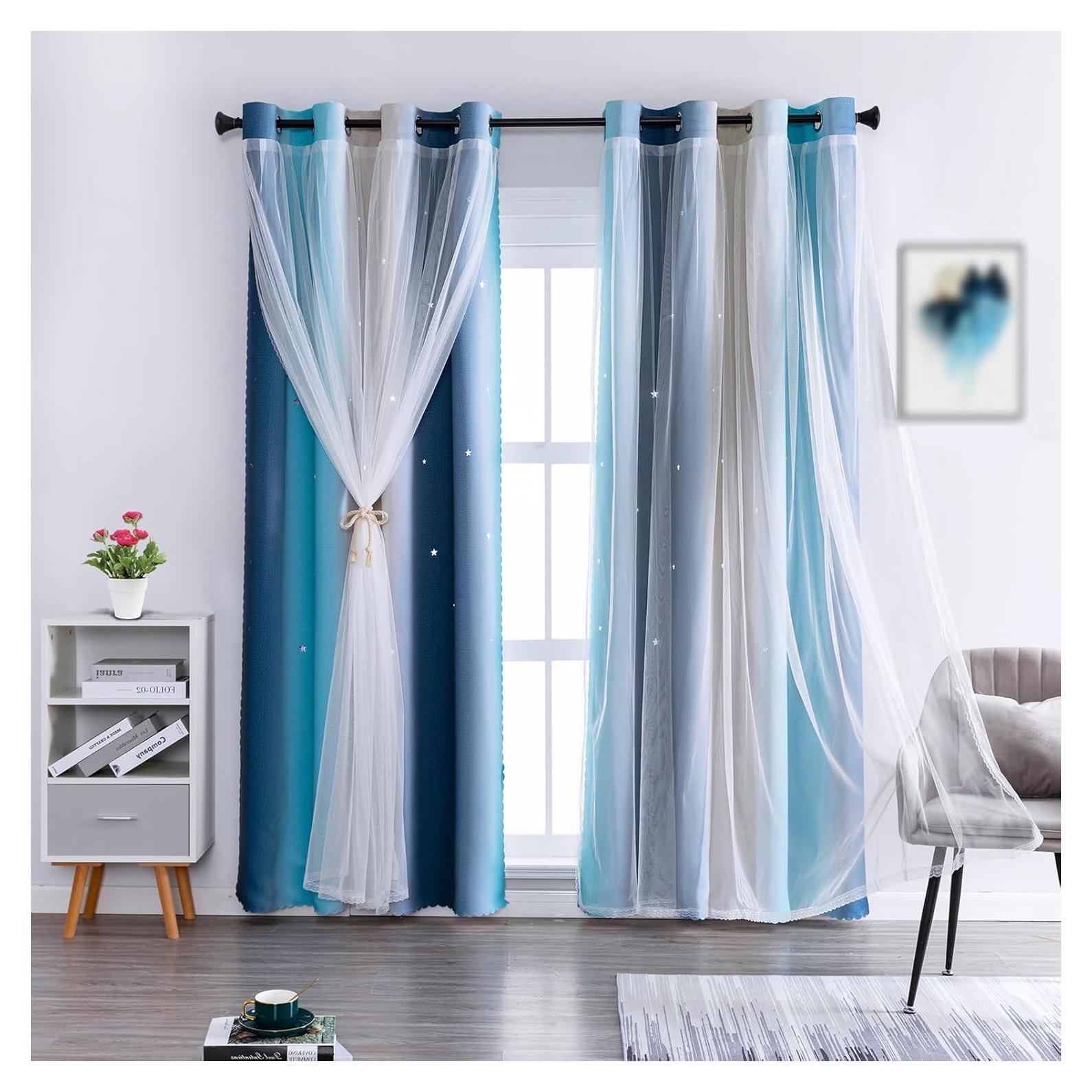 Cortina Blackout Anytime 1 Panel Azul 132x241 cm para Niñas