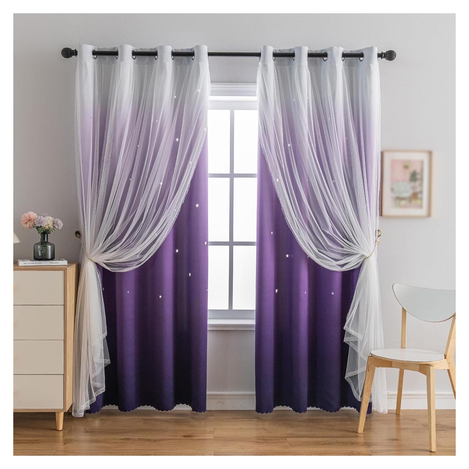 Cortina Opaca Anytime 1 Panel 132x160 cm Púrpura para Niñas