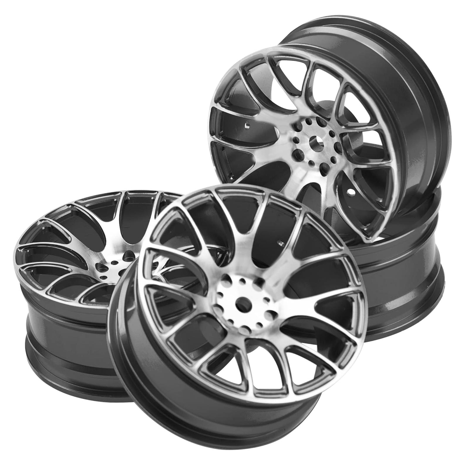 4 Llantas de Metal 12mm HIRCQOO para Coche RC 1/10 - Negro