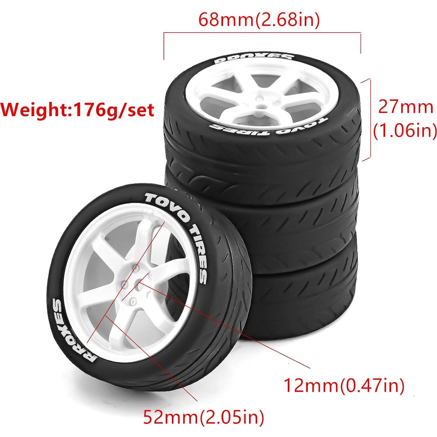 Neumáticos y Ruedas RC 1/10 Dantenron Touring 68mm 4Pcs