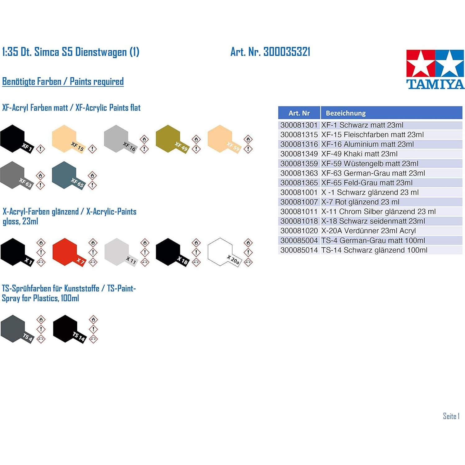 Modelo Tamiya Simca 5 Militar 1:35 con Detalles
