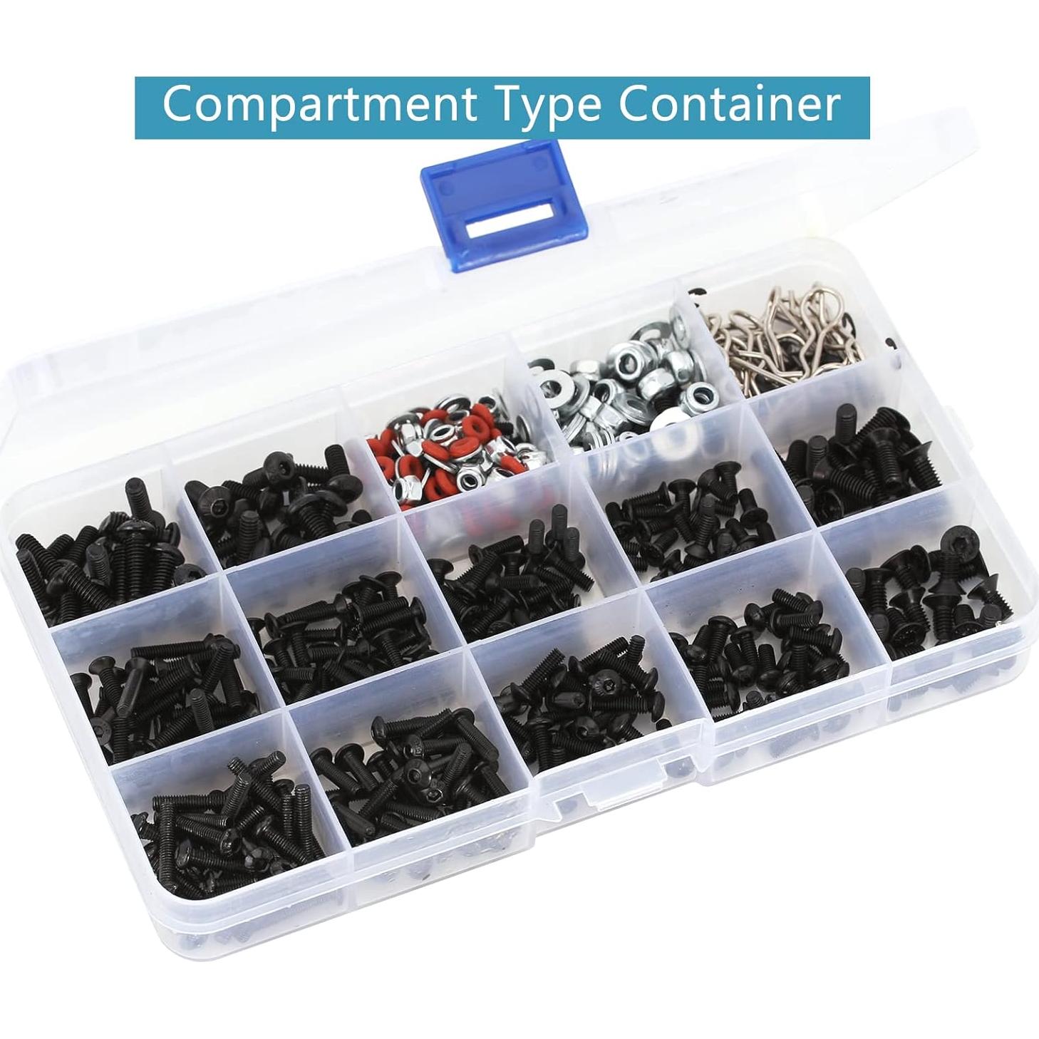 Kit de Tornillos RC INJORA 600PCS M3 M4 con Estuche