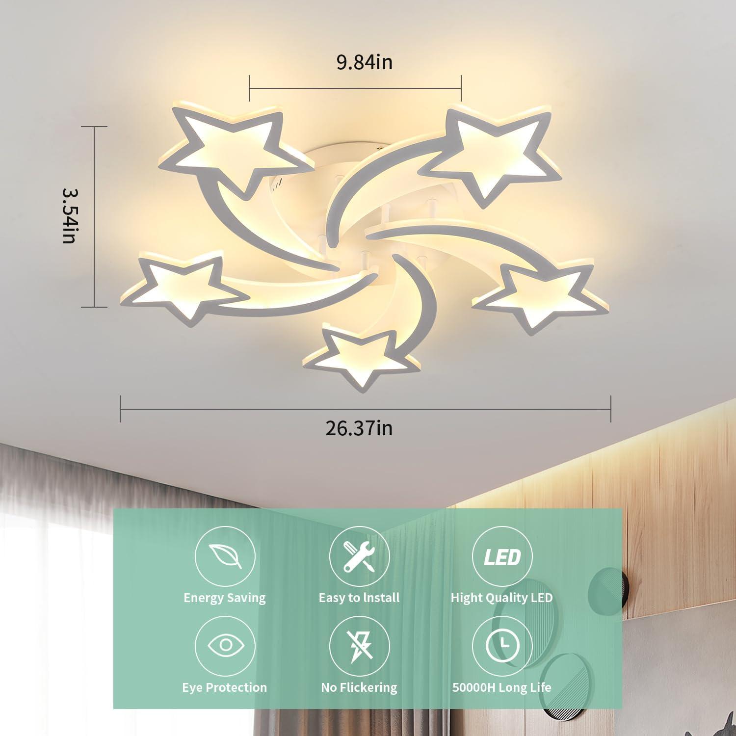 Luz de Techo Goeco Kids Estrella LED 50W 3 Modos 67cm