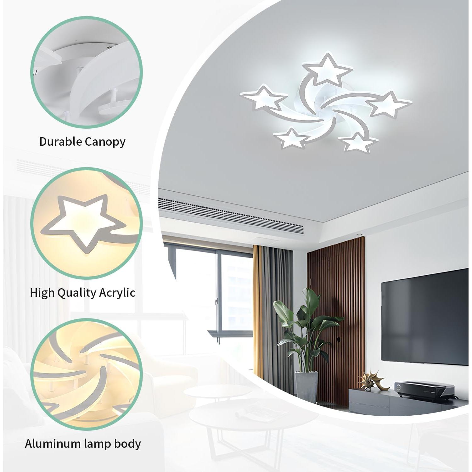 Luz de Techo Goeco Kids Estrella LED 50W 3 Modos 67cm