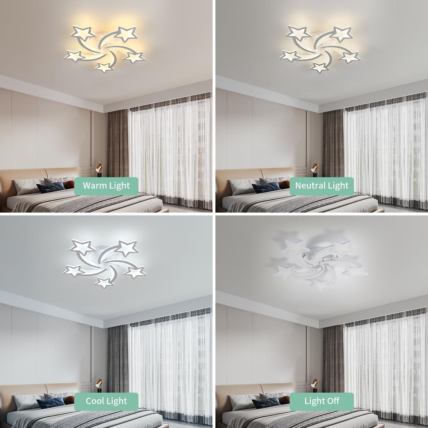 Luz de Techo Goeco Kids Estrella LED 50W 3 Modos 67cm