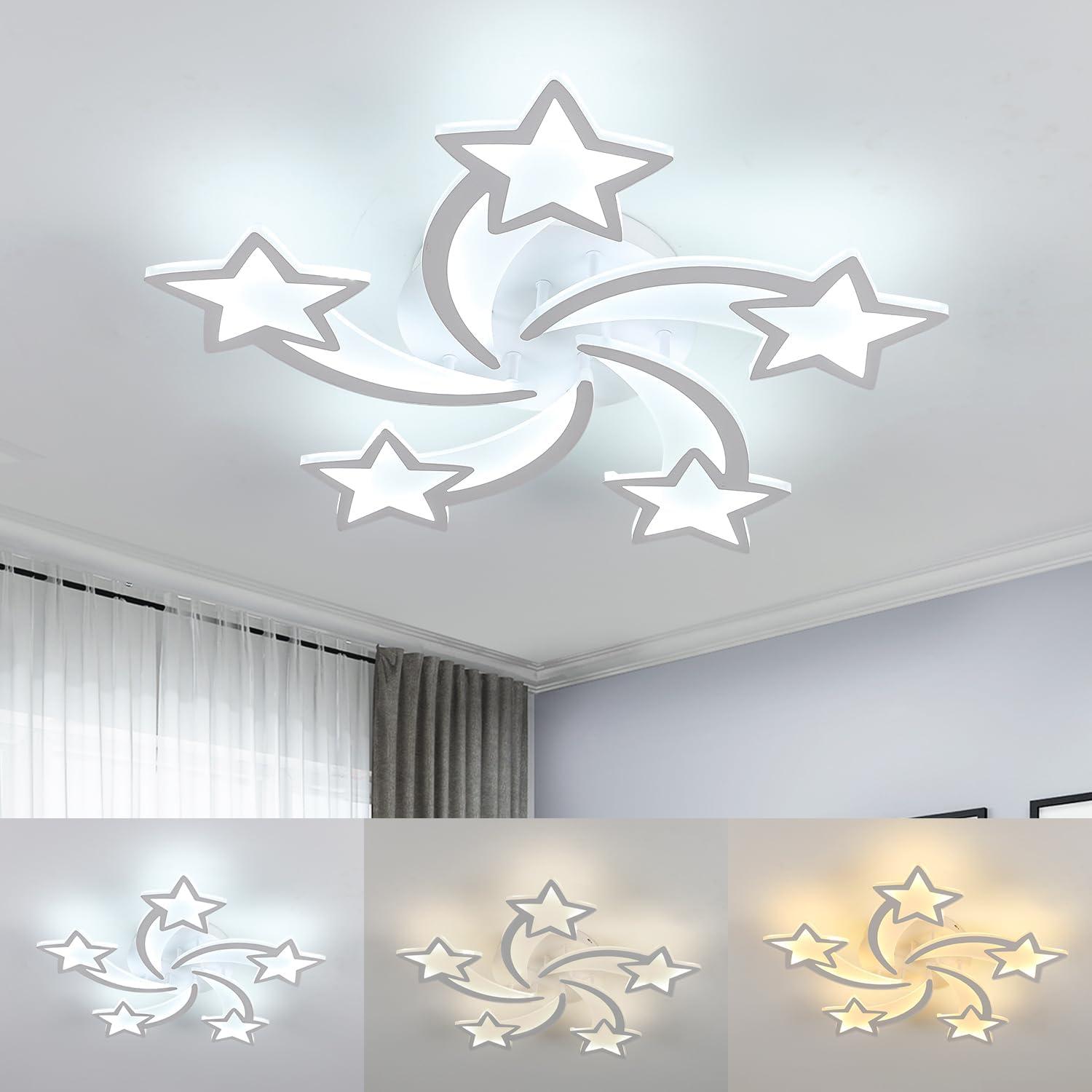 Luz de Techo Goeco Kids Estrella LED 50W 3 Modos 67cm