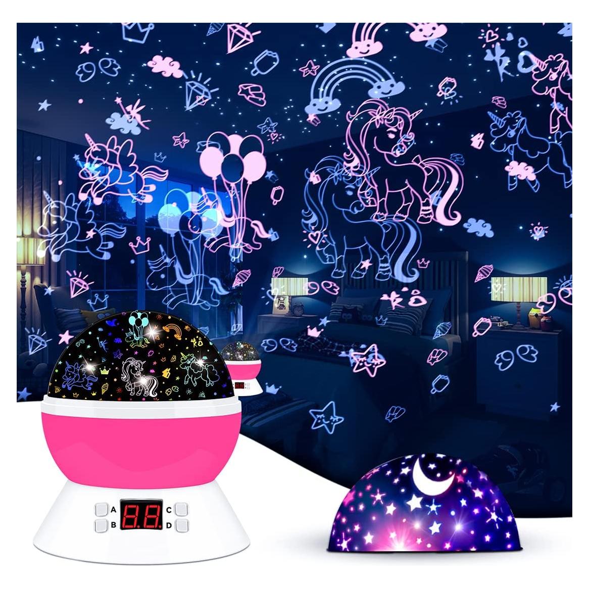 Lámpara Proyector Luz Nocturna MOKOQI Unicornios Rosa