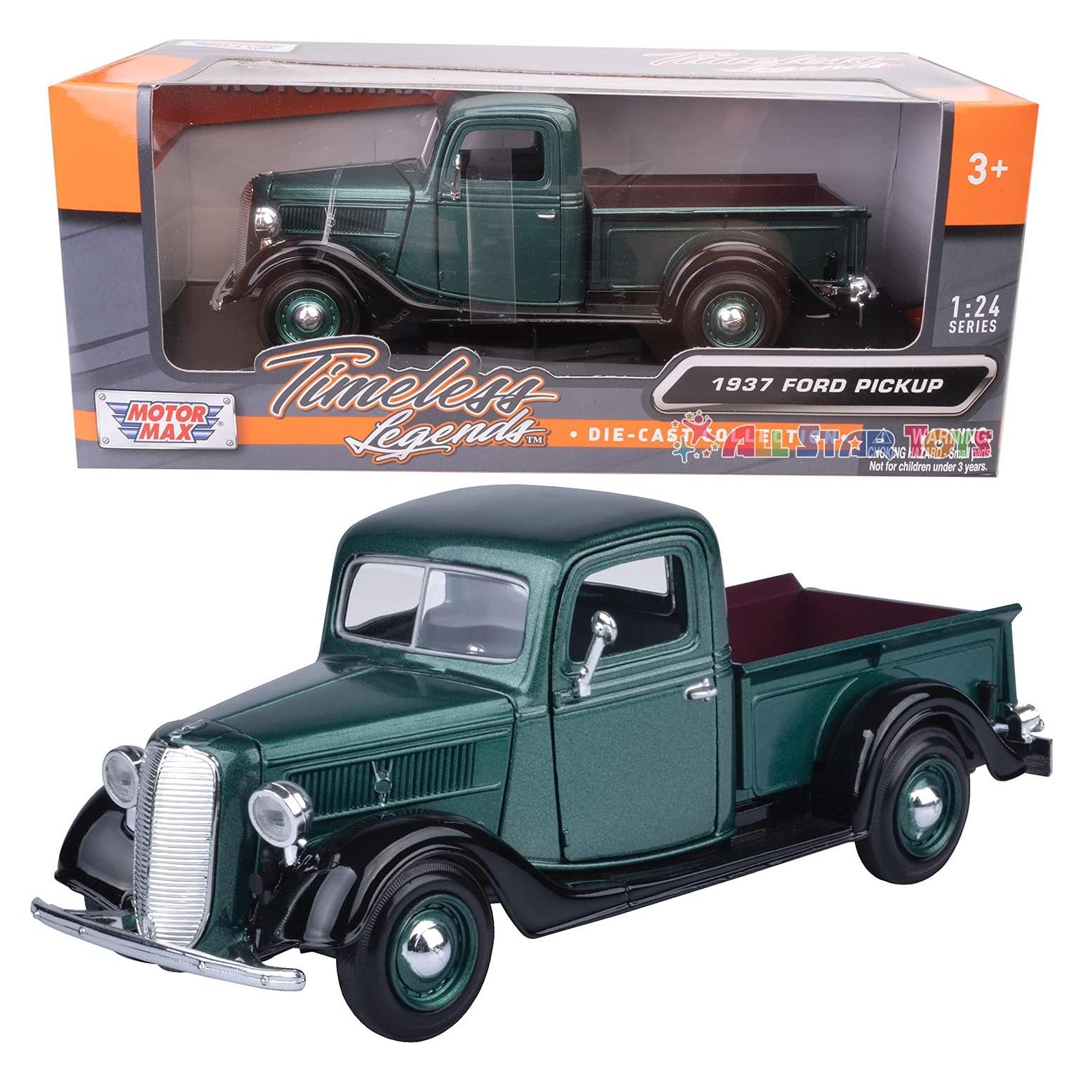 Modelo Diecast Motormax Ford Pickup 1937 Verde 1:24