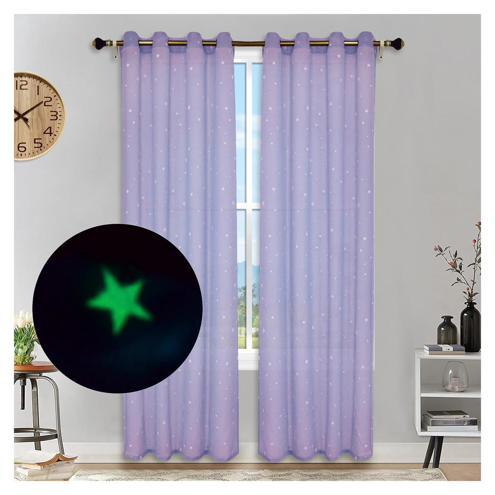 Cortinas Transparentes Eimilaly 2 Paneles 243,84 cm Estrellas
