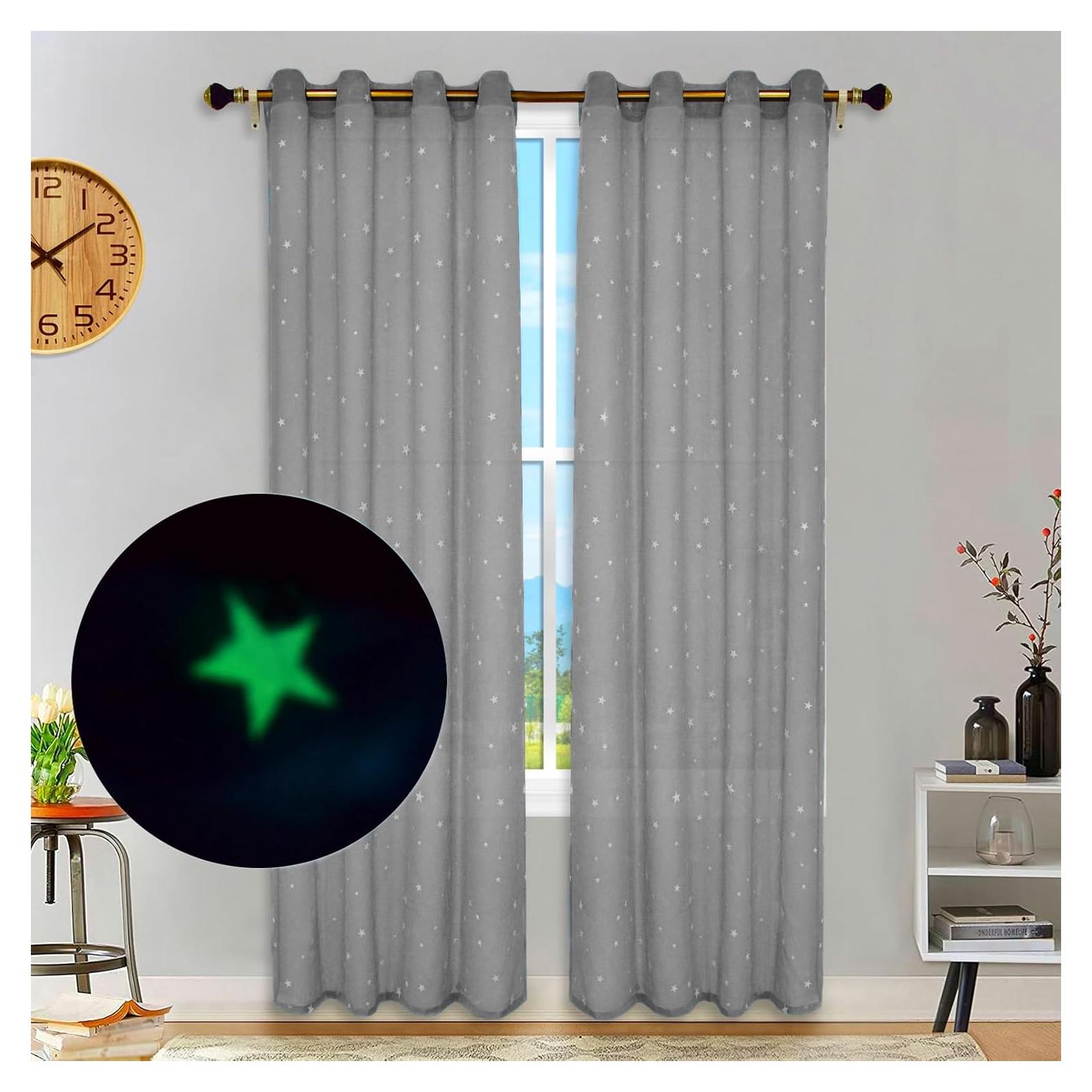 Cortinas Transparentes Eimilaly 2 Paneles 160 cm Estrellas
