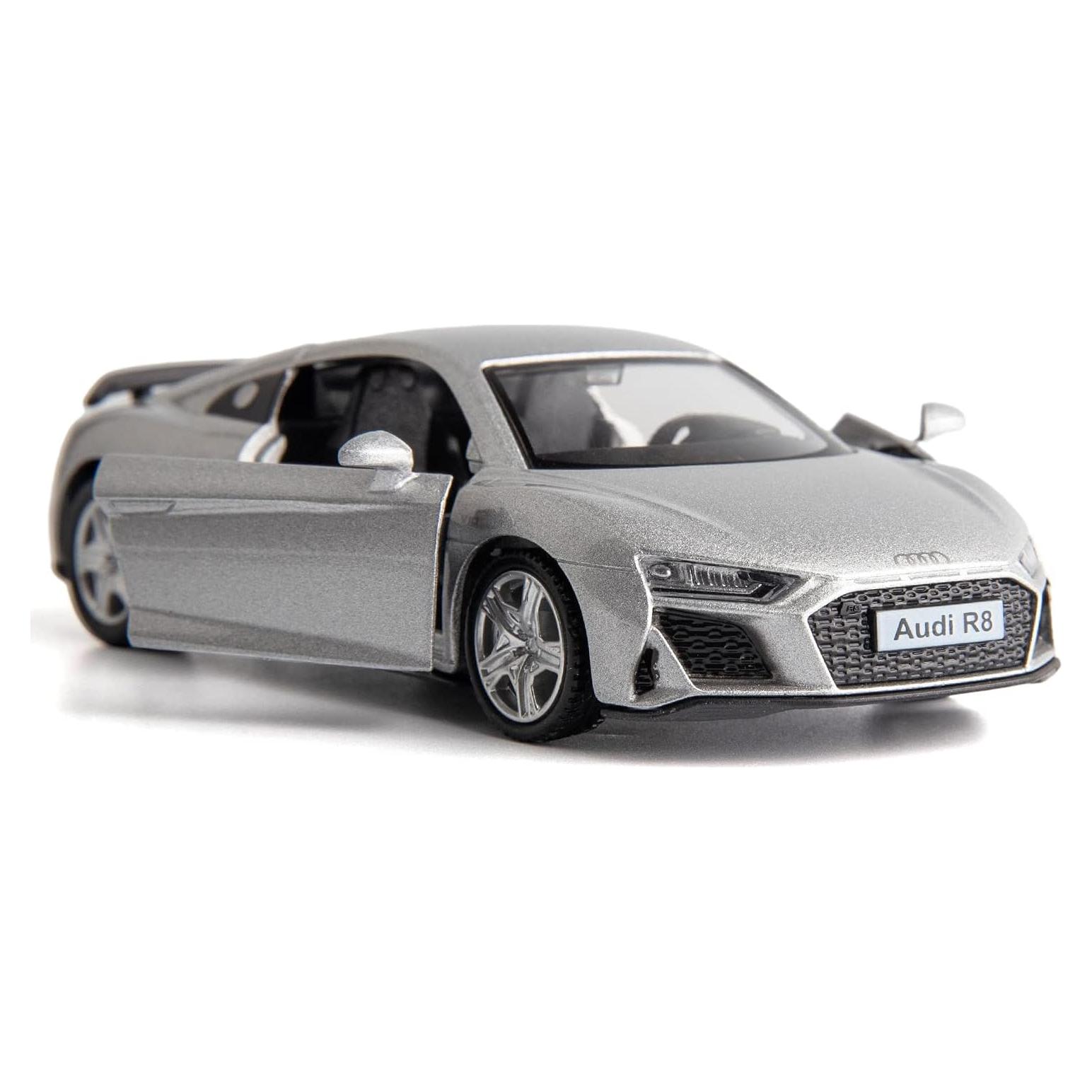 Coche de Juguete Diecast Audi R8 Escala 1:36 Plata