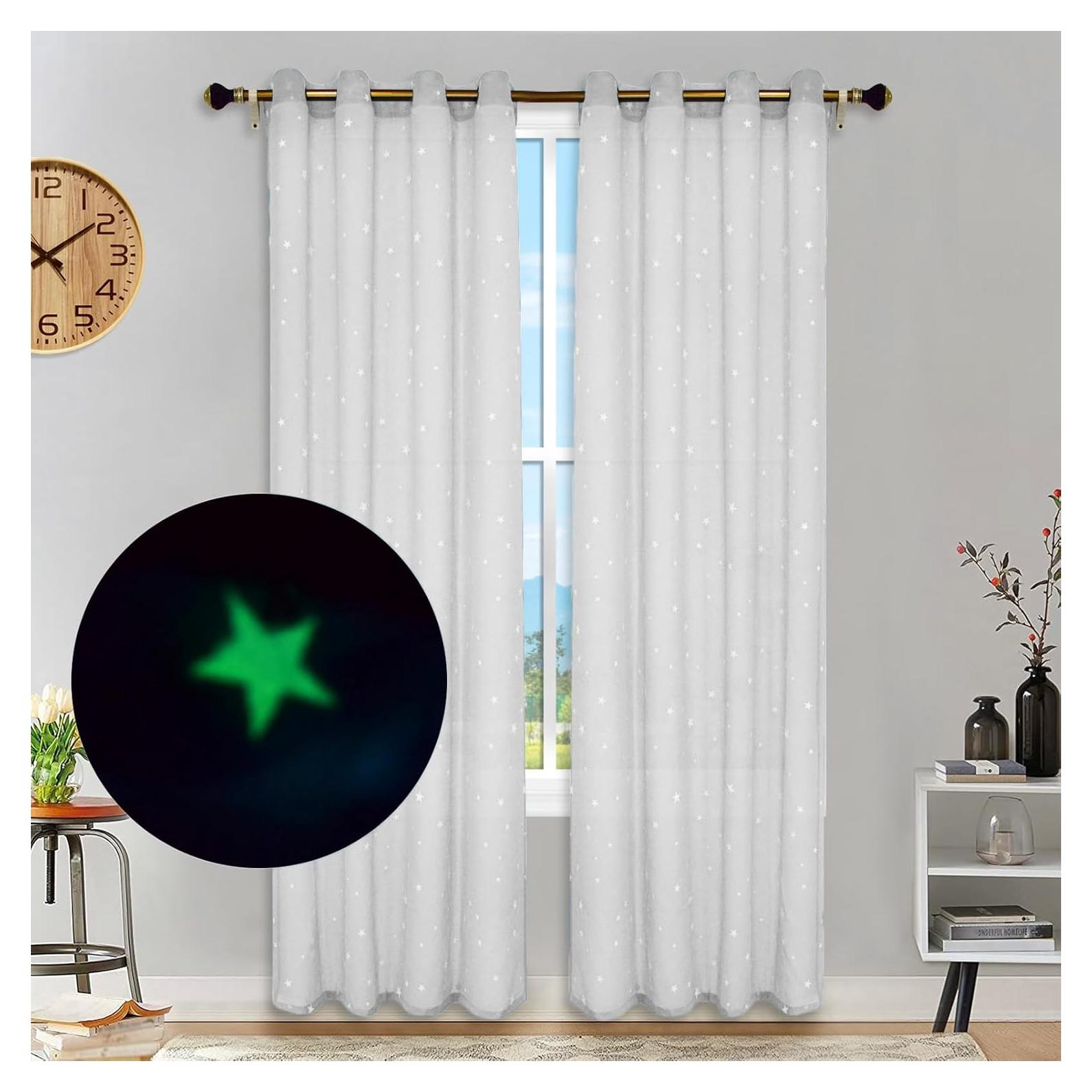 Cortinas Transparentes Eimilaly 2 Paneles 243,84 cm Estrellas