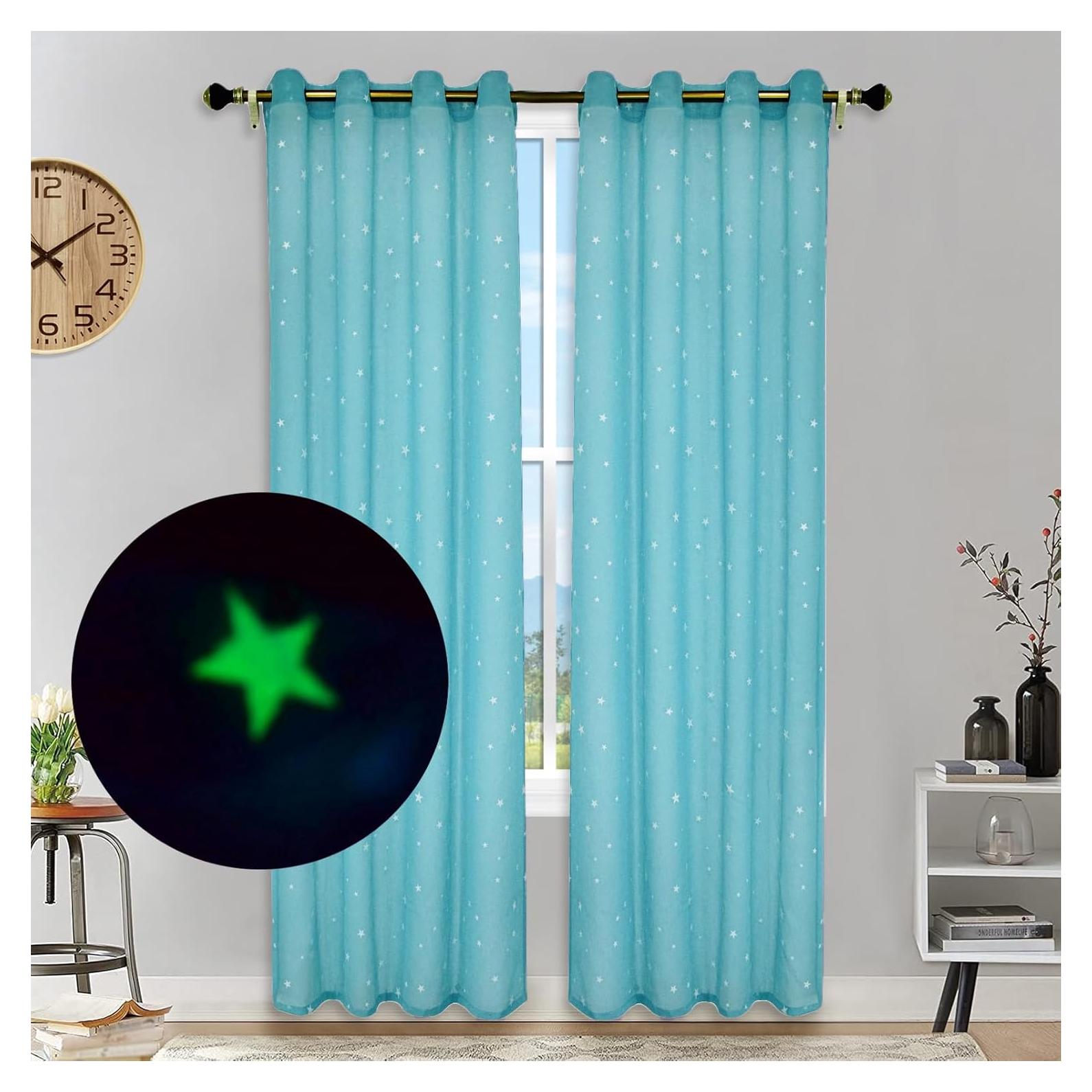 Cortinas Transparentes Eimilaly 2 Paneles 182,88 cm Azul