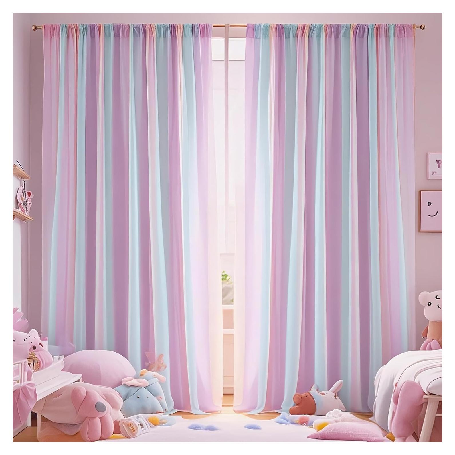 Cortinas Transparentes Eimilaly Arcoíris 2 Paneles 149,86x213,36cm
