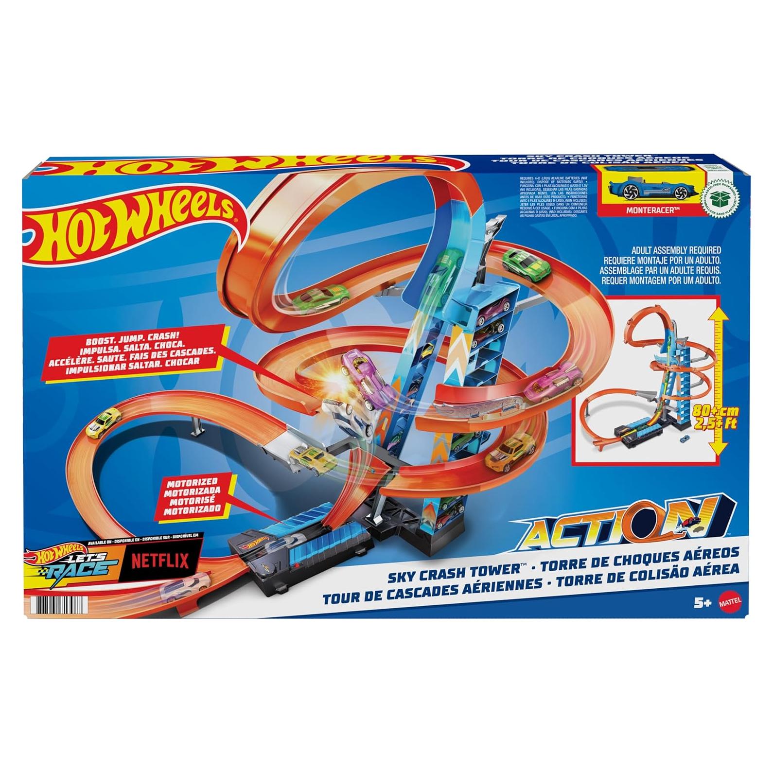 Set de Pista Torre de Choque Hot Wheels GJM76, 83 cm, 1 coche