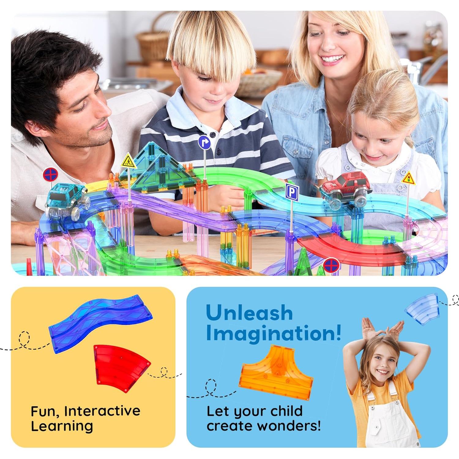 PicassoTiles Pista de Carreras Magnética 12 Piezas 5 Estilos