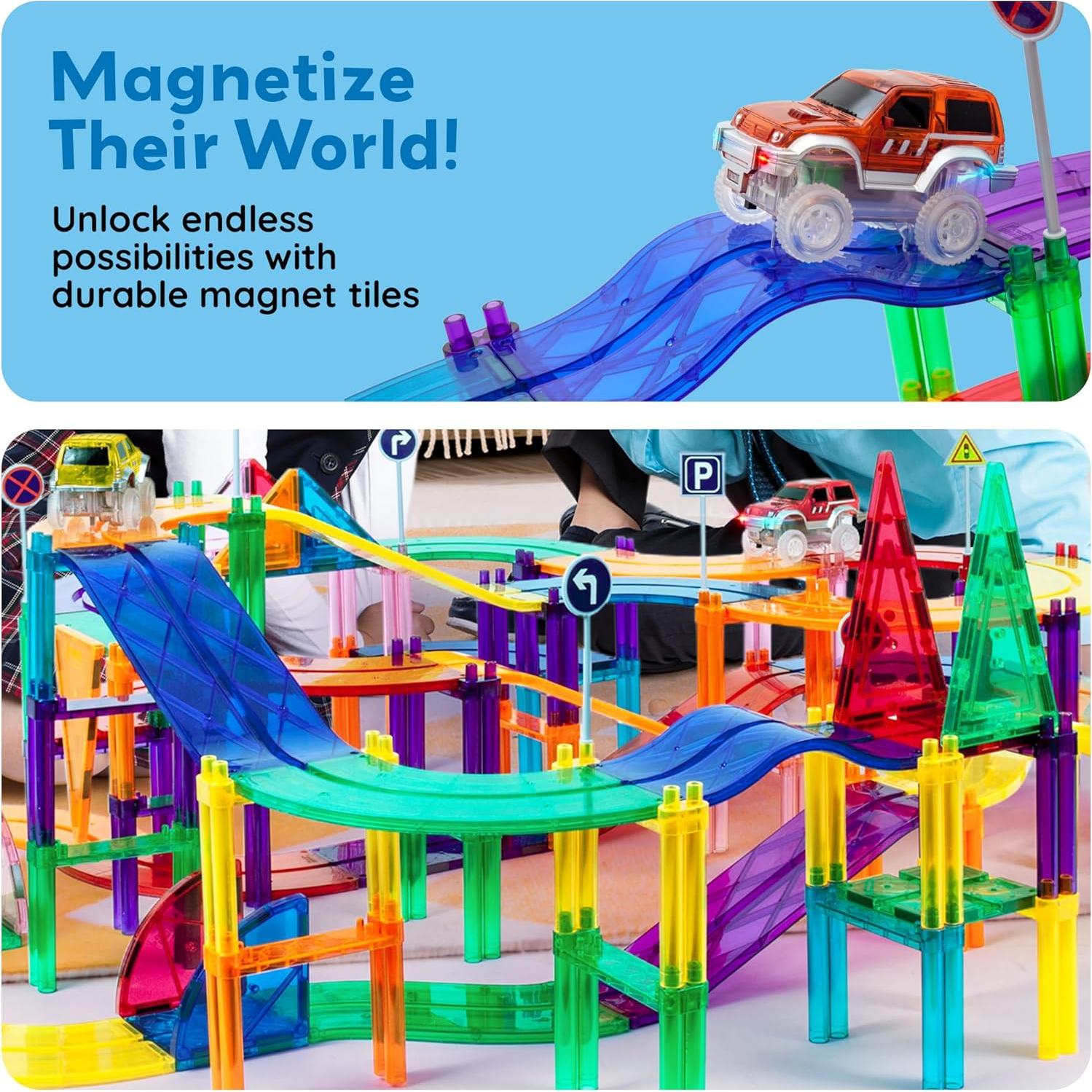 PicassoTiles Pista de Carreras Magnética 12 Piezas 5 Estilos