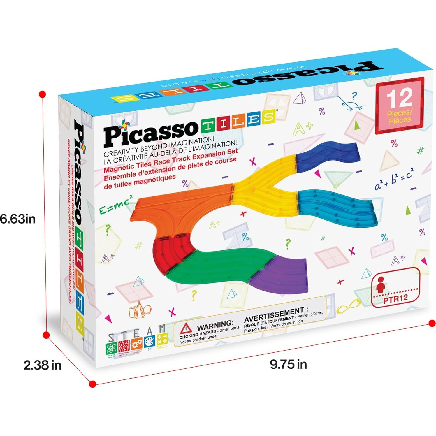 PicassoTiles Pista de Carreras Magnética 12 Piezas 5 Estilos
