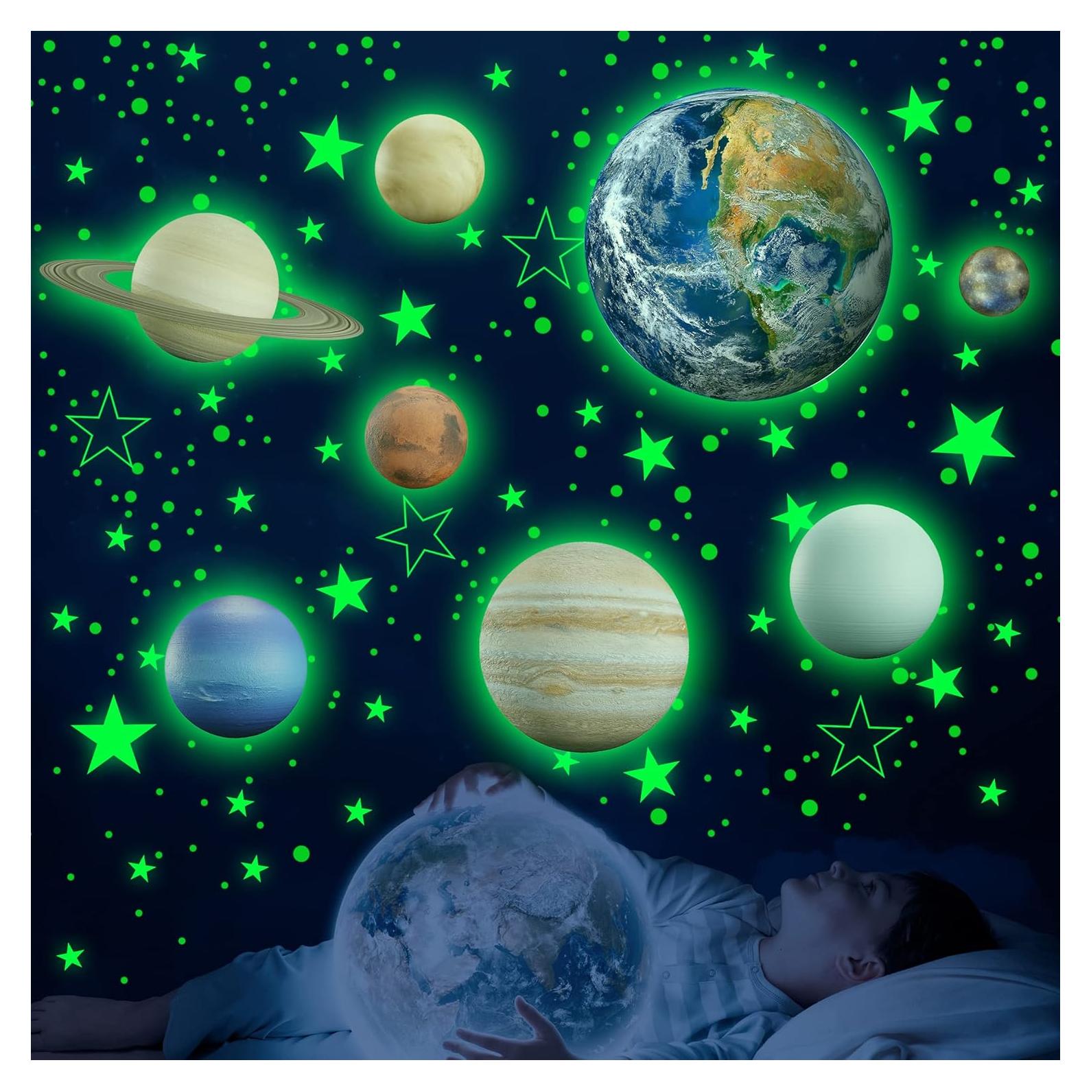 Calcomanías de Estrellas y Planetas Robmoda Verde 128 Piezas