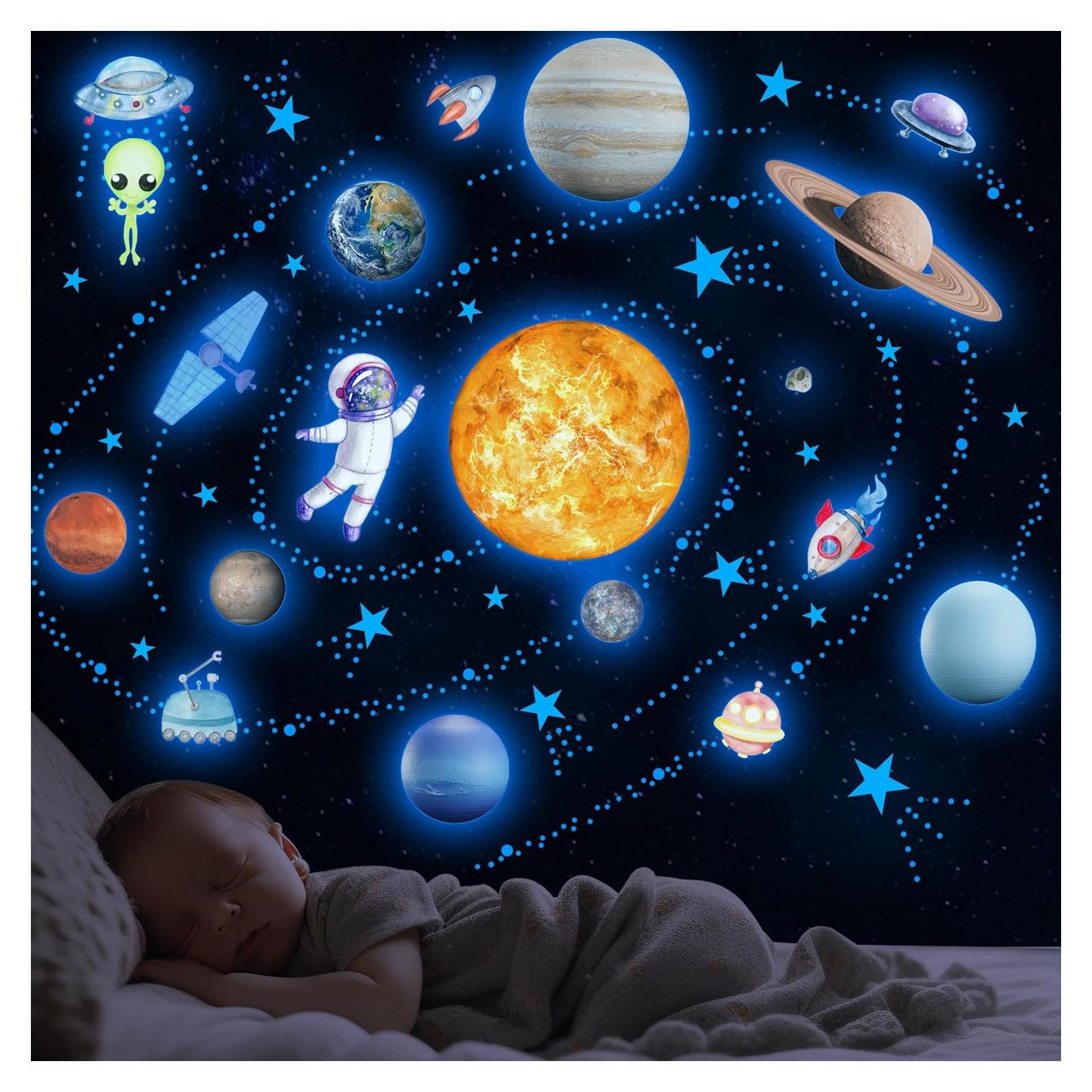 Calcomanías Brillantes del Sistema Solar Robmoda 132 Piezas