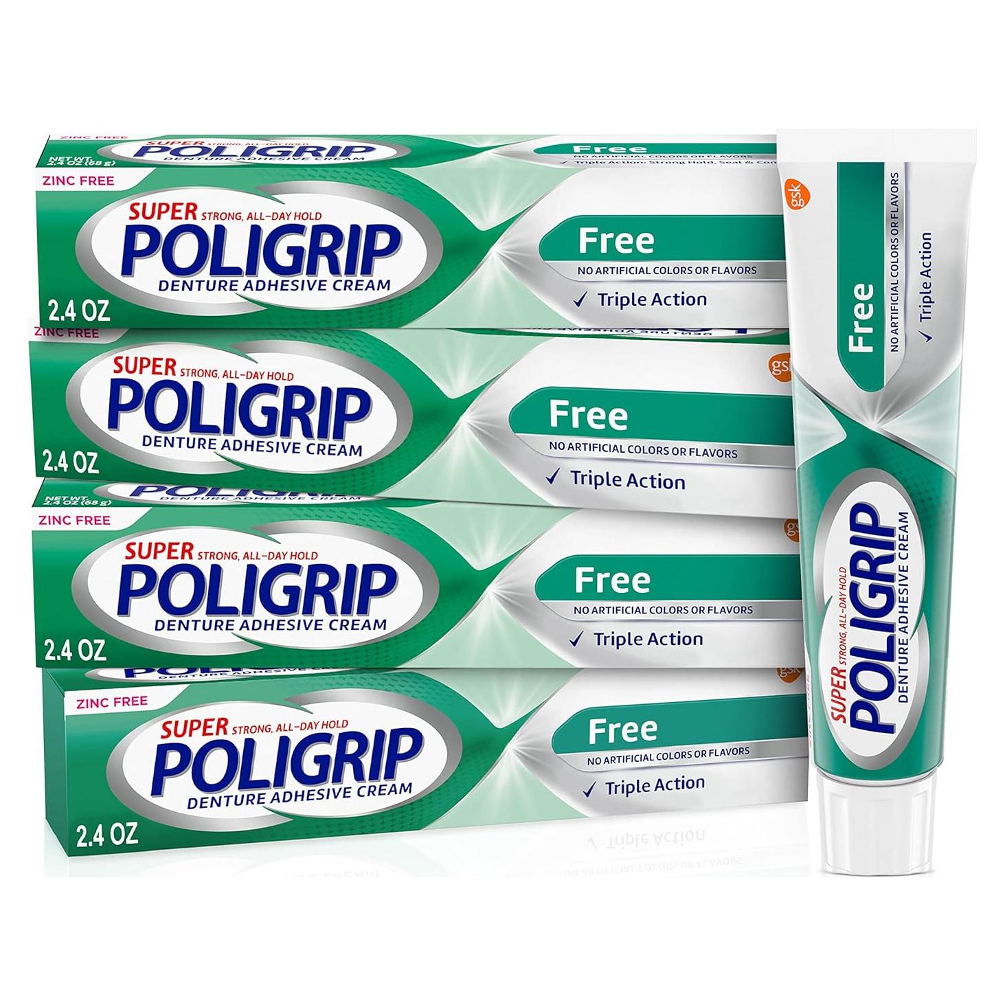 Crema Adhesiva para Dentaduras Sin Zinc Super Poligrip 272g