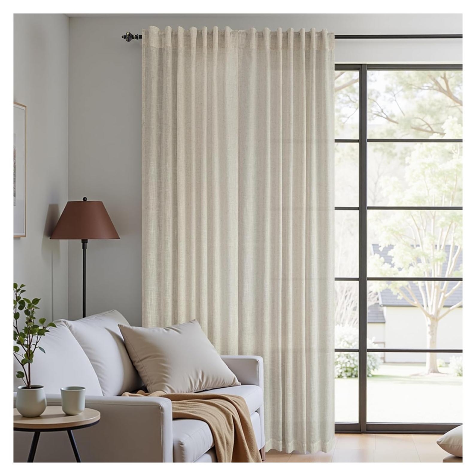 Cortinas KOUFALL 152x243 cm Lino Transparente Beige Pack 2