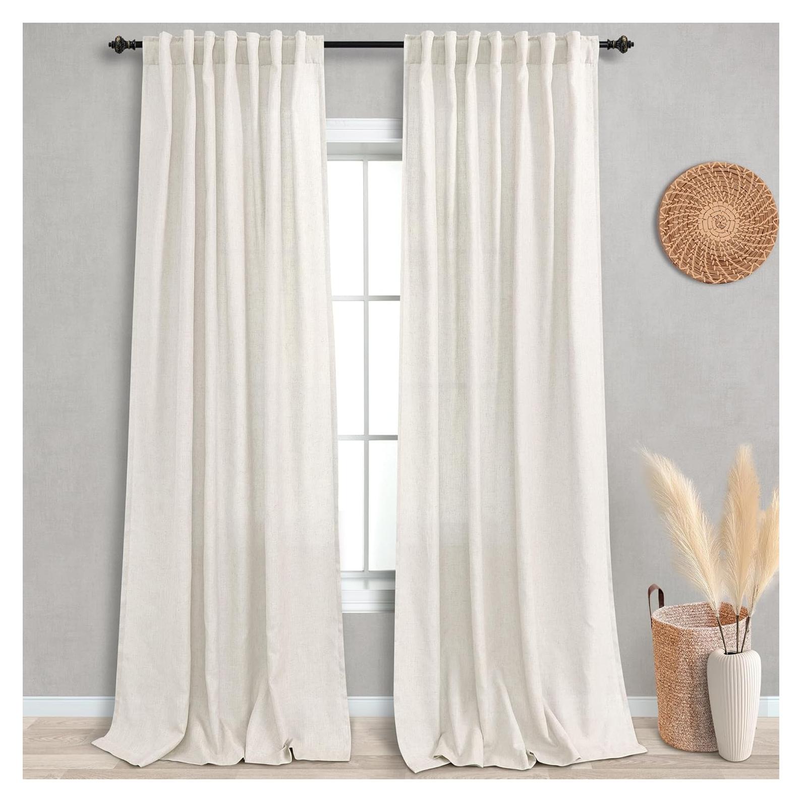 Cortinas KOUFALL Largas 2 Paneles 52x275 cm Lino Crema