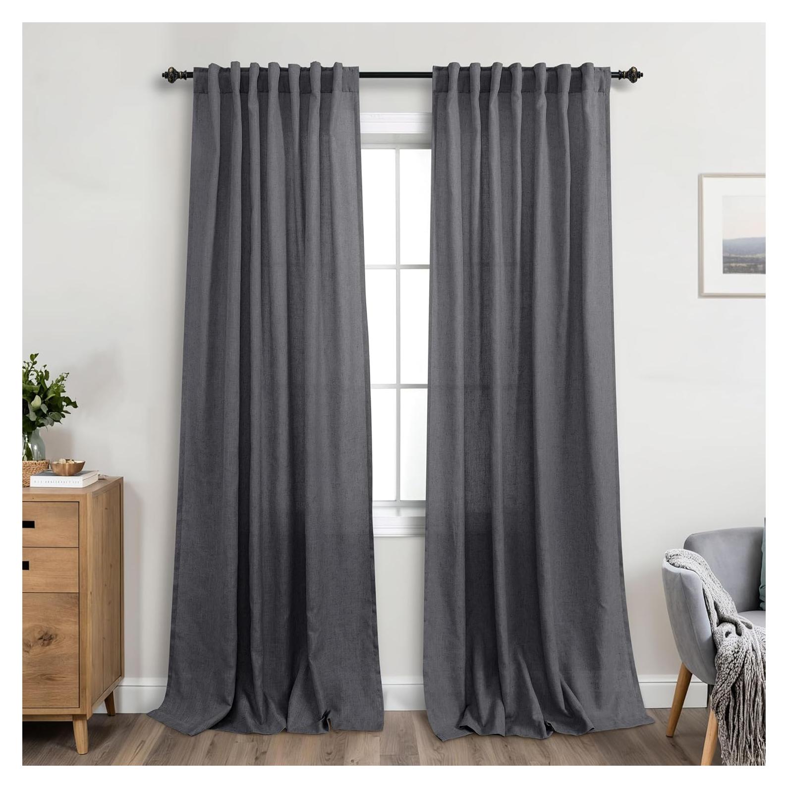 Cortinas KOUFALL 2 Paneles 52x213 cm Gris Oscuro Lino