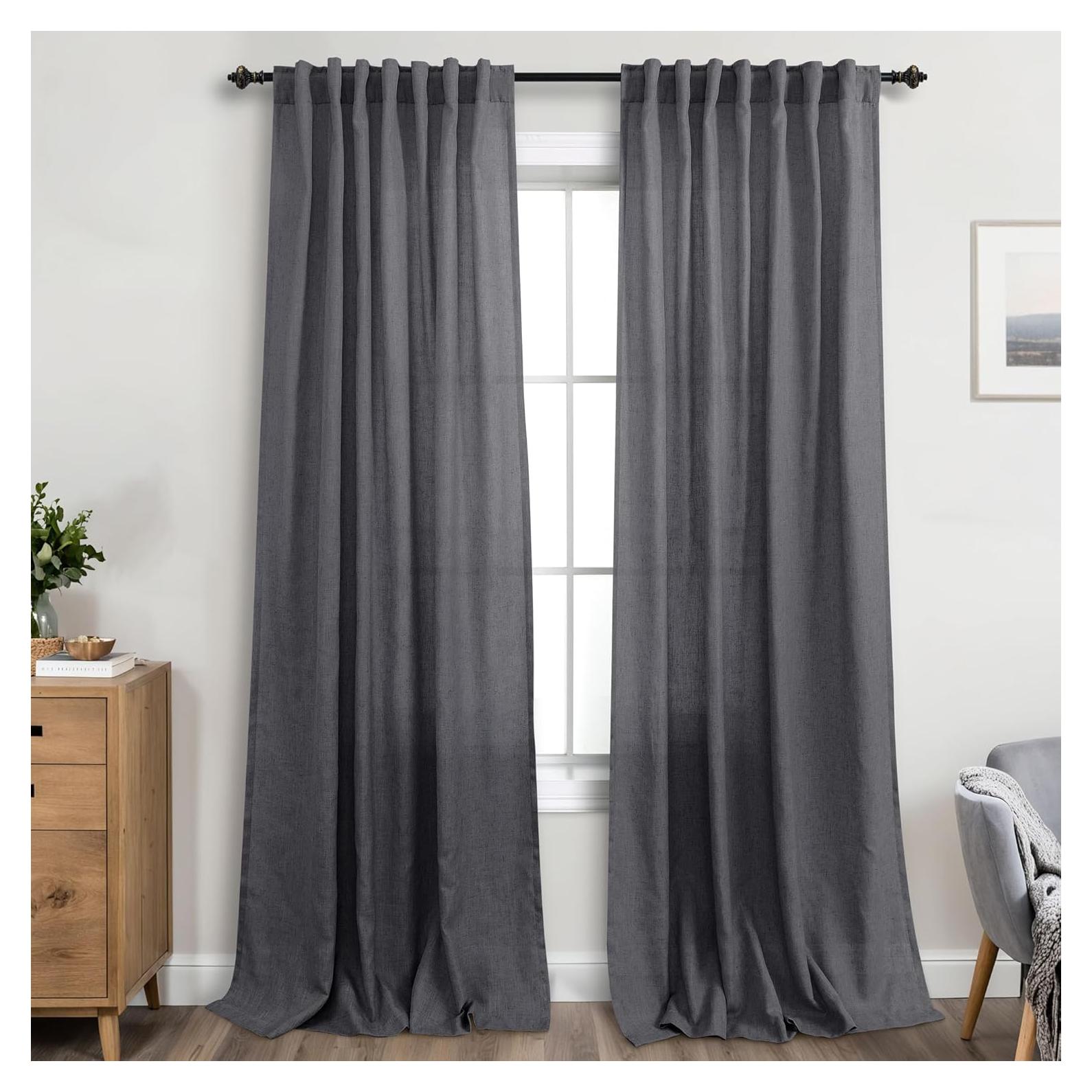 Cortinas KOUFALL 52x275 cm Gris Oscuro Juego de 2 Paneles
