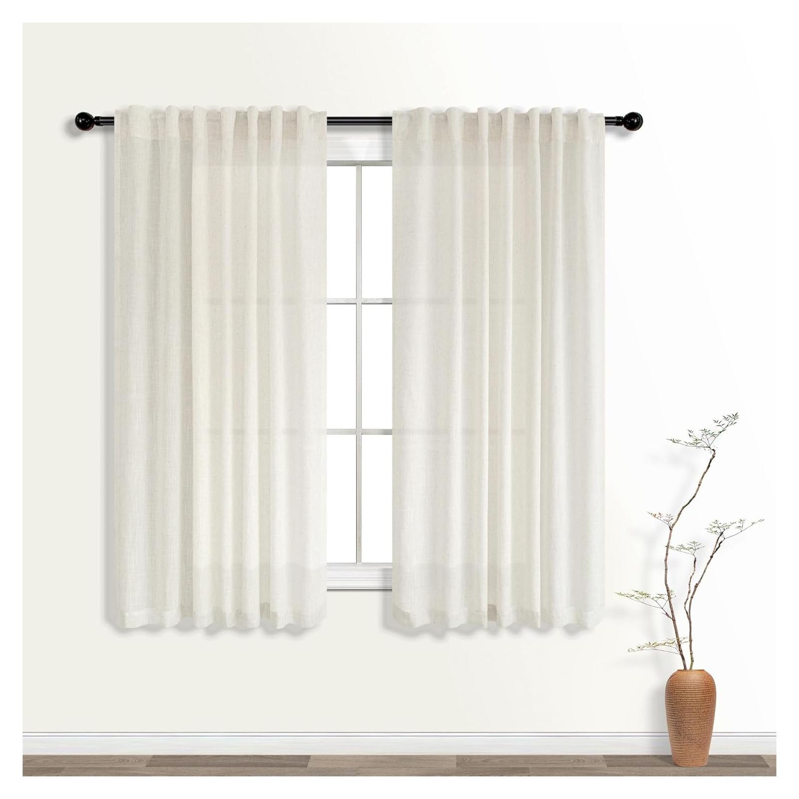 Cortinas KOUFALL 2 Paneles Lino 52x114 cm Transparente