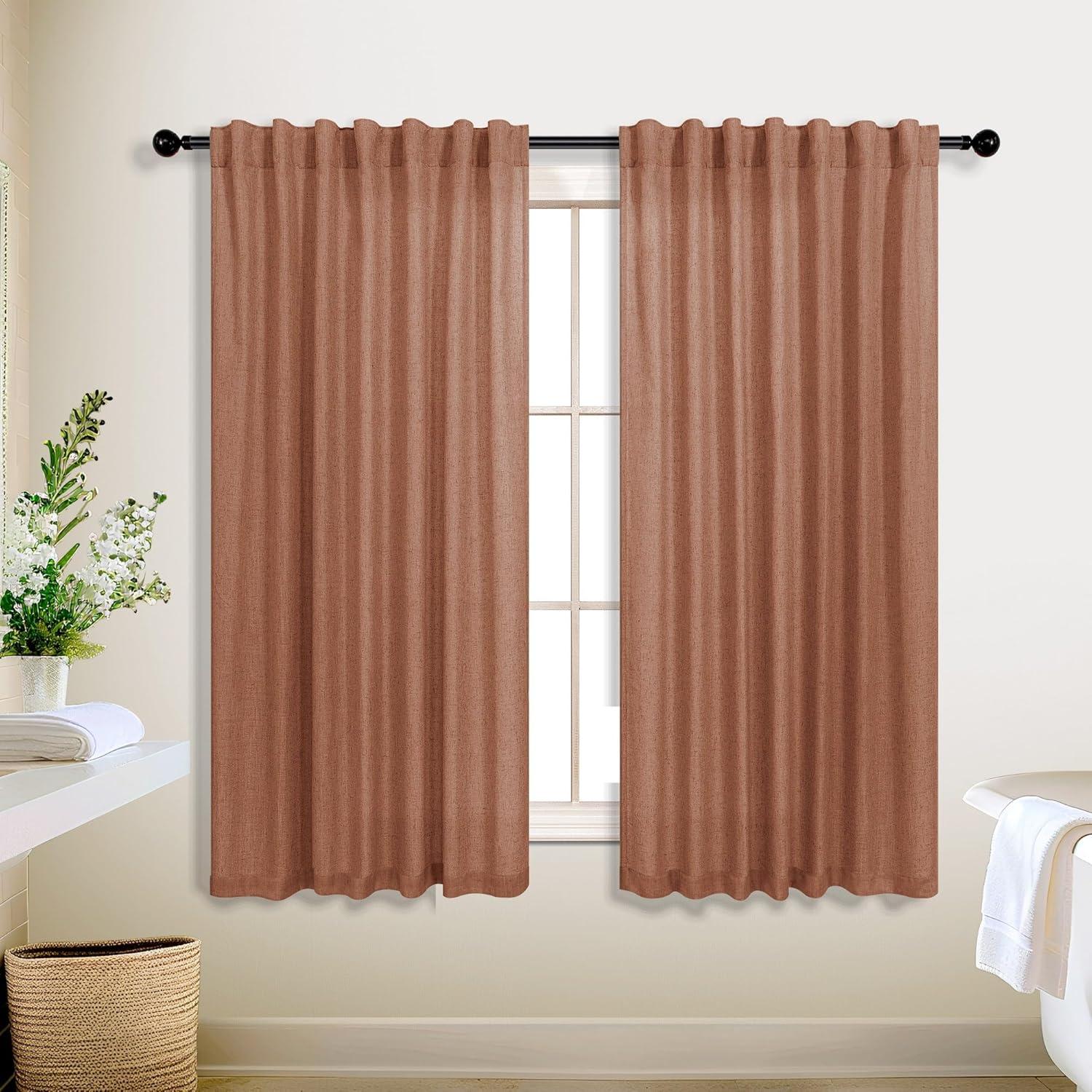 Cortinas de Cocina KOUFALL 52x45 cm Terracota Lino/Poliéster